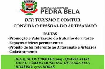 DEPARTAMENTO DE TURISMO E COMTUR CONVIDA O PESSOAL DO ARTESANATO 