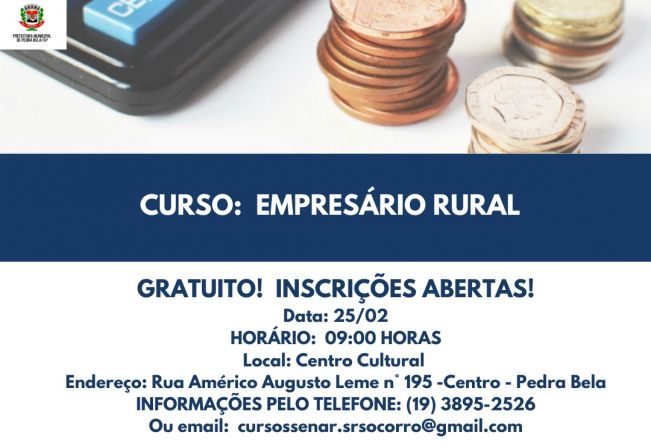 CURSO GRATUITO! Empresário Rural